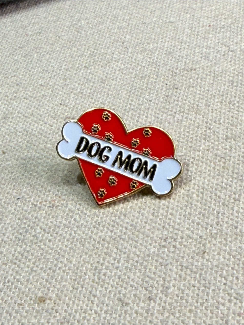 Dog Mom Heart Enamel Pin - Red & White - My Word 2017